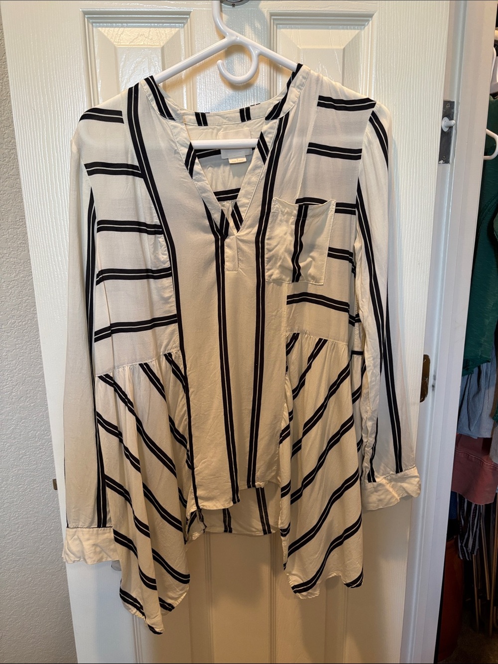 Maeve Anthropologie Mixed Stripe Peplum Tunic Blouse - Size 4